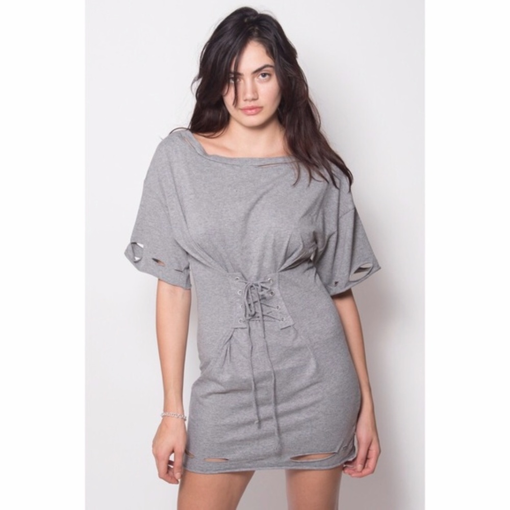 NWT Distressed Corset Tee Shirt Dress S